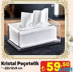 KRİSTAL PEÇETELİK 22X12X9 CM